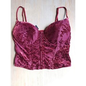NWT Lulus Y2K Renaissance Fairy Romantic Cottage Burnout Velvet Corset Top Sz LG